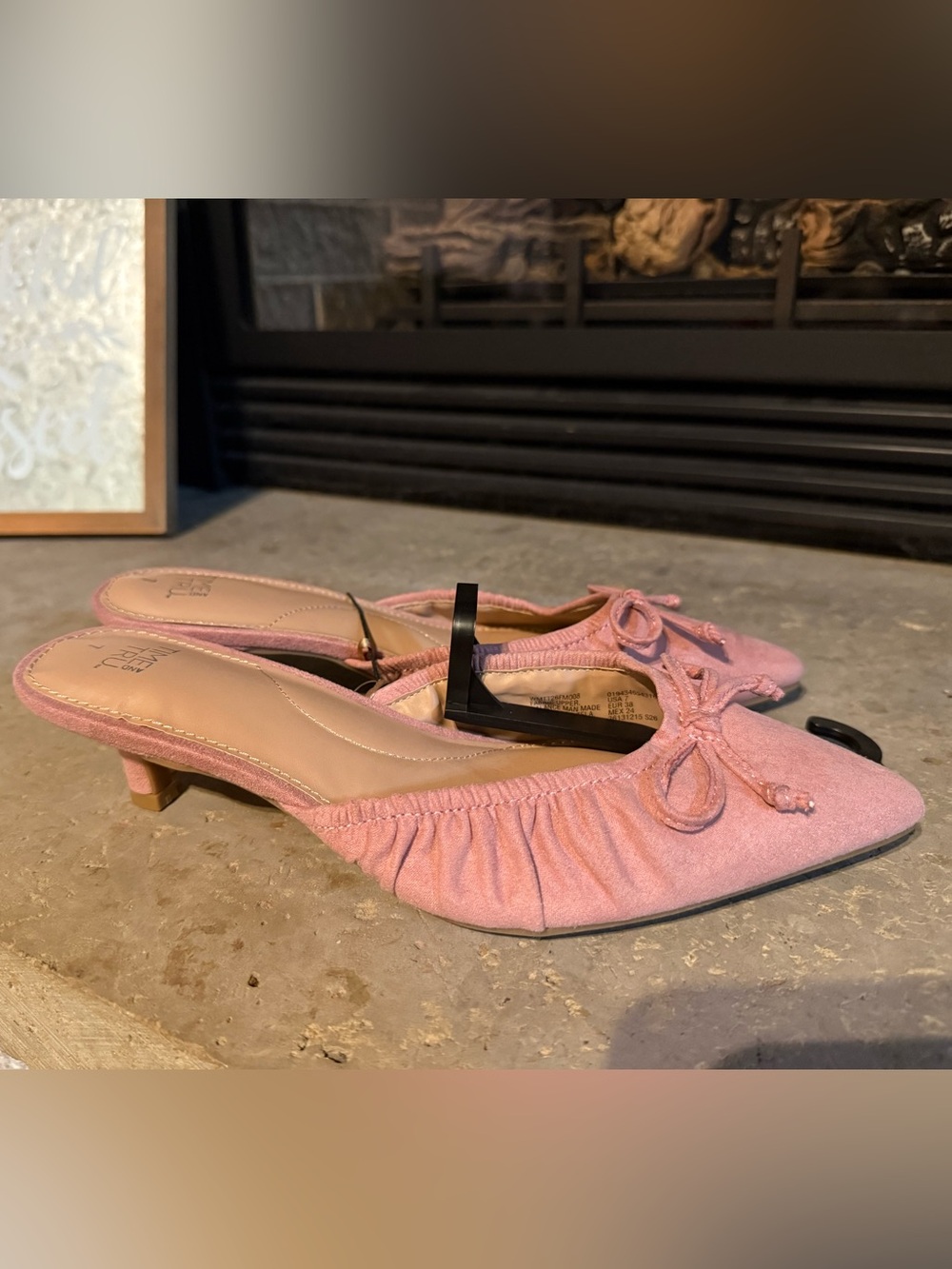 Pink Ruched Slingback Kitten Heels